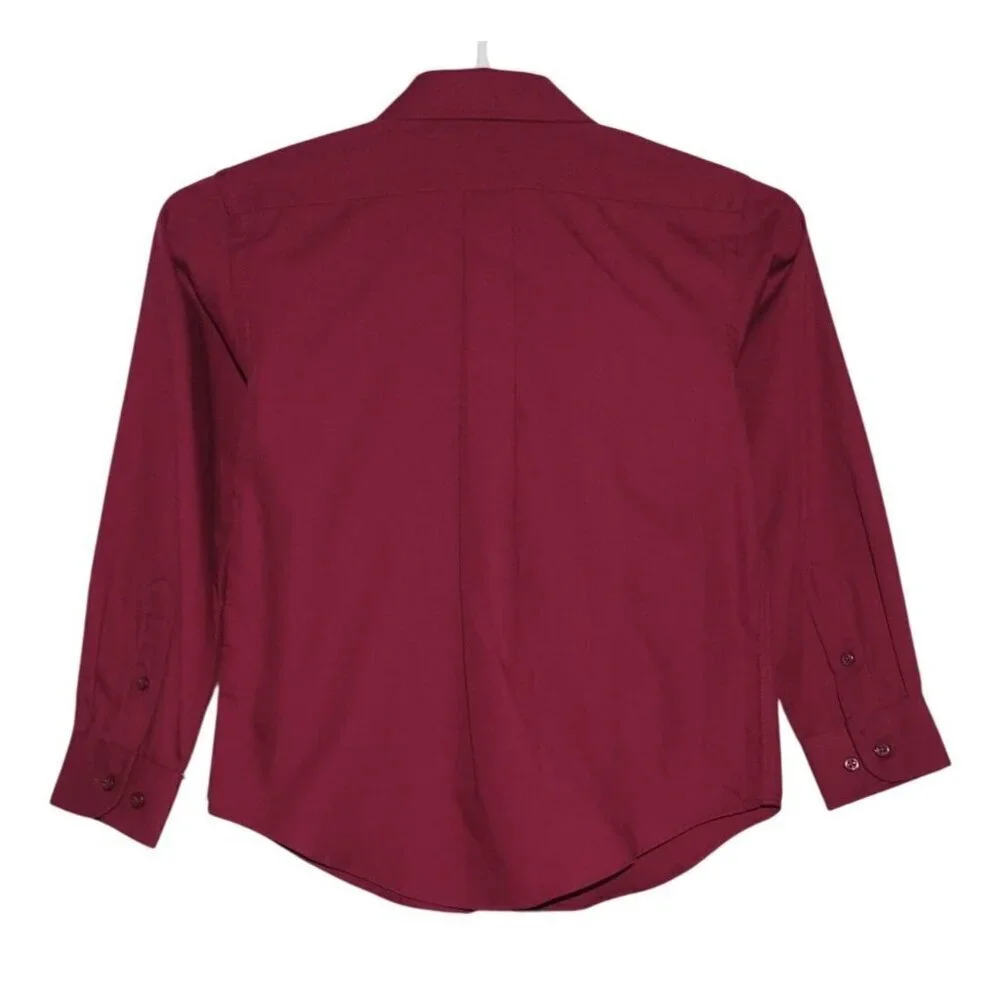 Cat & Jack Boys Long Sleeve Button-Up Shirt XS( 4/5 )Burgundy . NWT